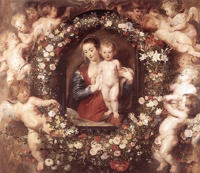 RUBENS, Pieter Pauwel Madonna in Floral Wreath china oil painting image